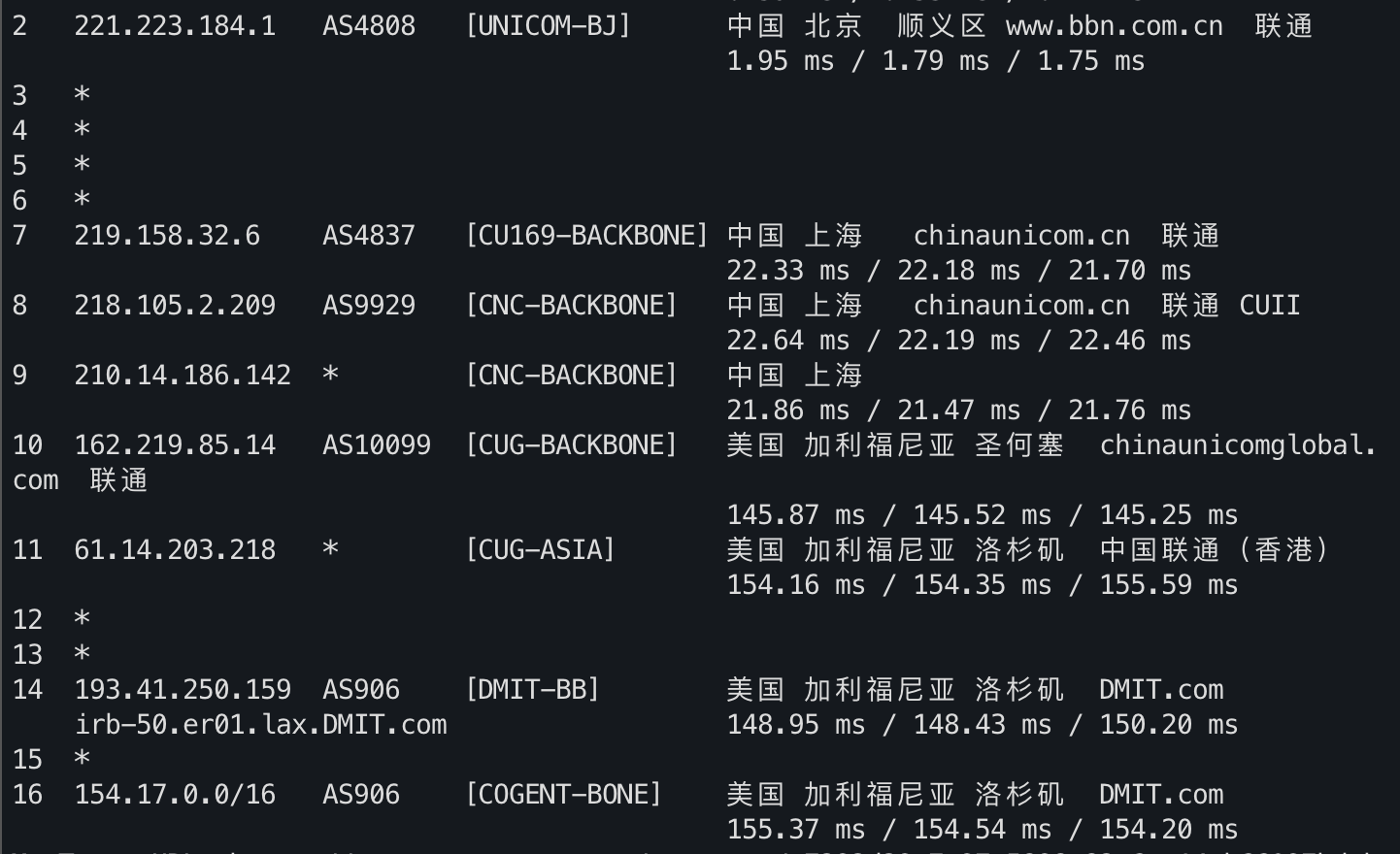 IPv4 去程路由 1